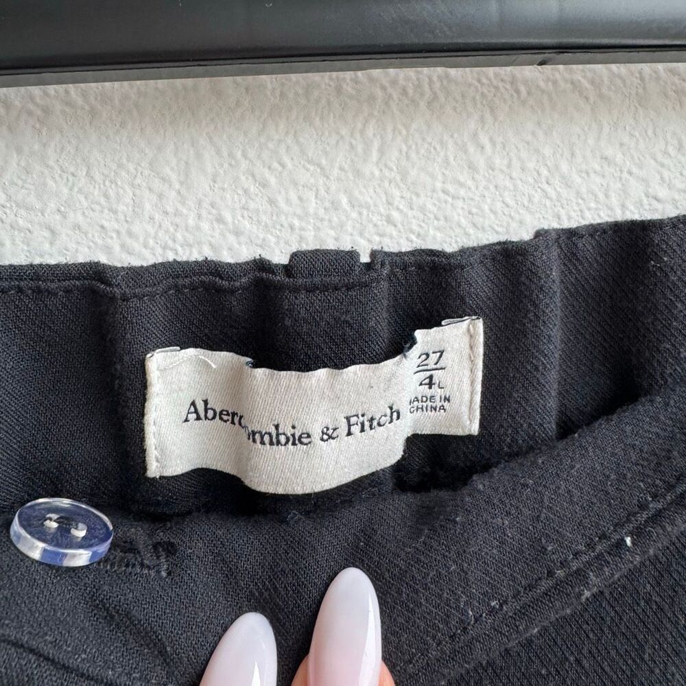 ✨$5/$25 Abercrombie & Fitch Black Wide Straight Leg Trouser Pants Size 27/4 LONG - Picture 7 of 11